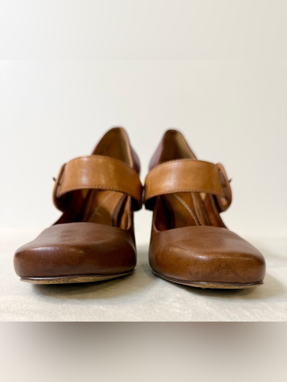 Vintage Fossil Colorblock Leather Mary Jane Heels Size 8.5 - Picture 4 of 12